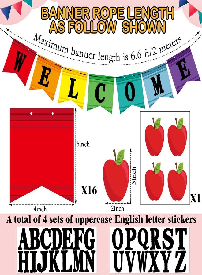 Mooliwe Classroom Decor DIY Banner, Welcome Back to School Party Supply Custom Hanging Bunting Garland Kit with Letters for First Day of School Ambience Celebration Decoration(Colorful,Brush) - Image 2